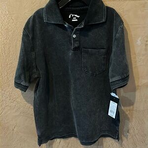 Faded style black Polo with Relaxed Fit/Short Sleeves for kids size 6/7 NWT